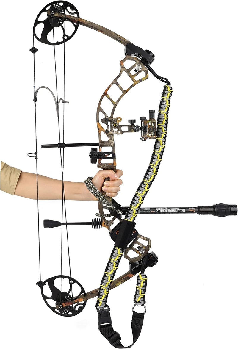 Sunya Paracord Compound Bow Sling with V2 Upgraded Magnetic Connection System. Lightweight Hands Free Shoulder Carrying Sling for Bow Hunting, Field Archery and 3D - Image 1